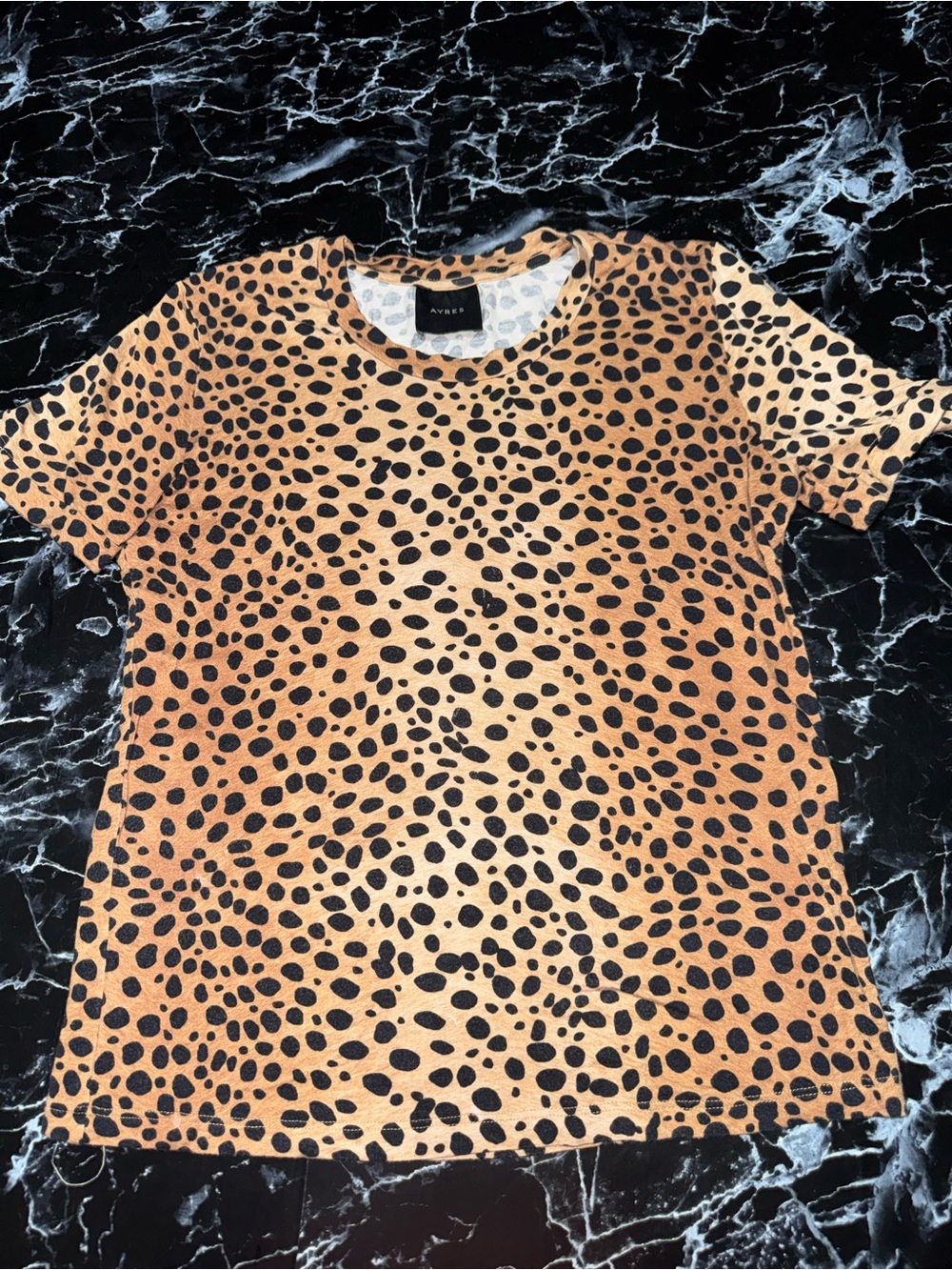 AYRES Orange and Black Leopard Print Short Sleeve Tee